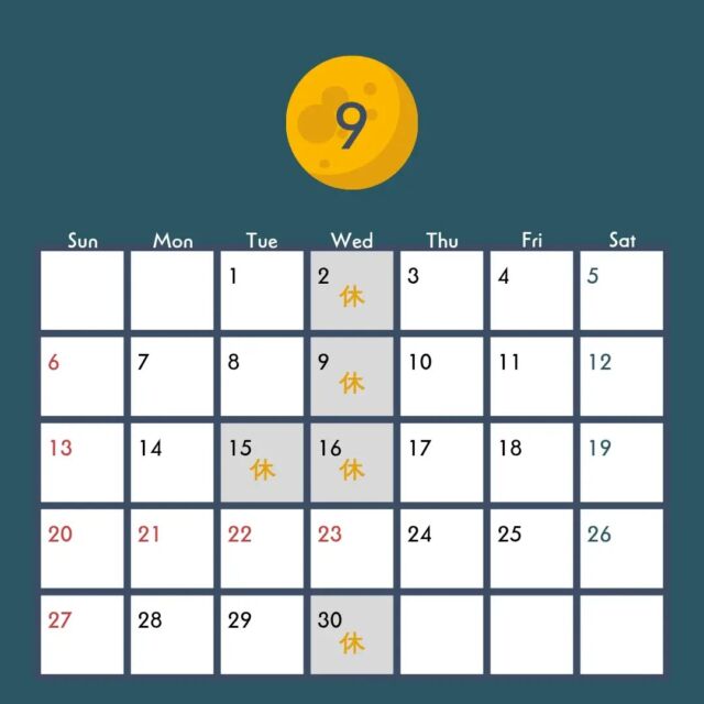 こんにちは、WIZ365です。

　　　　　　
【お休みのお知らせ】

9月15日（火)は、お休みさせていただきます。

尚、9月23日(水)の定休日は、営業いたします。

ご迷惑をおかけしますが、よろしくお願いいたします。

熊本市中央区上水前寺1丁目6-36九州電力熊本支店1階☎︎096-200-9354

営業時間：11:00~18:00 (o.s17:00)
(土・日・祝　17:00cIose)
ランチ：11:30~15:00 (L.O.14:00
カフェ：14:00~17:00 (L.O.16:00)
テイクアウト：1:00~18:00 (L.O.17:00)
定休日：水曜日

#ランチ
#お弁当お惣菜
#テイクアウト
#オードブル